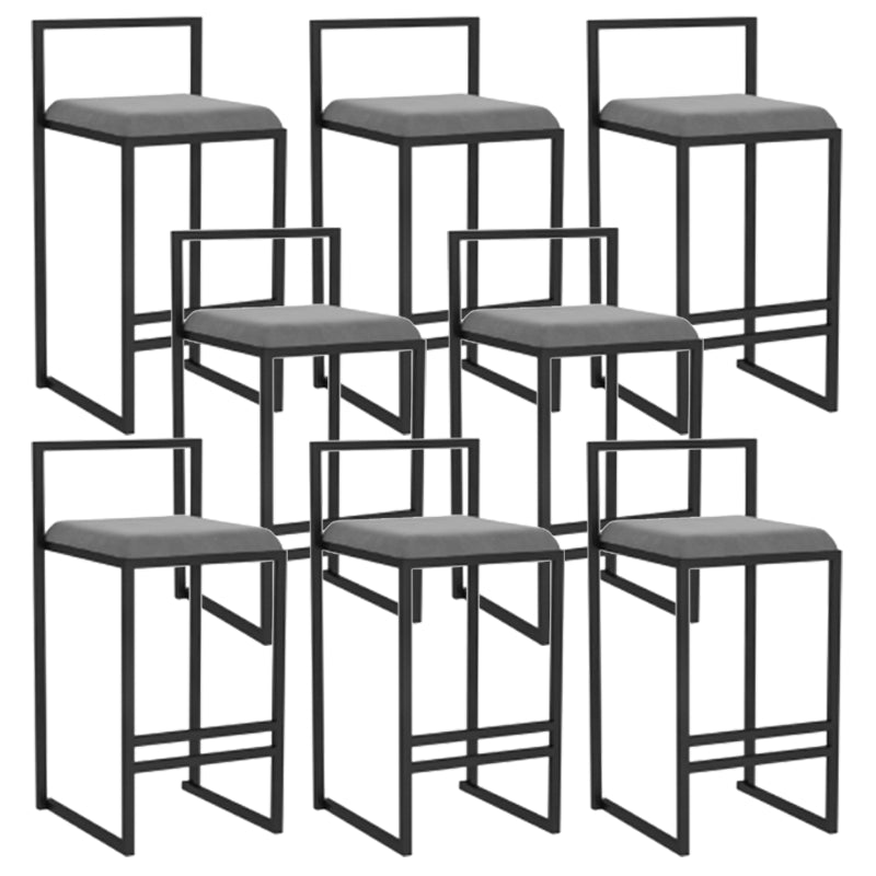 Modern Backrest Armless Counter Stool Iron Kitchen Bar Stool with Velvet Cushion and Pedal Gray 8 Piece Set Clearhalo 'Bar Furniture' 'Bar Stools' 'bar_stools' 'furn' 'furn_bar_stools' 'Furniture' 'furniture_bar_stools' 'Kitchen & Dining Furniture' 5052360