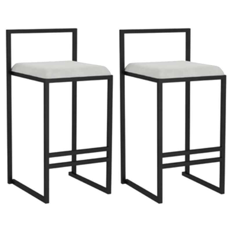 Modern Backrest Armless Counter Stool Iron Kitchen Bar Stool with Velvet Cushion and Pedal White 2 Piece Set Clearhalo 'Bar Furniture' 'Bar Stools' 'bar_stools' 'furn' 'furn_bar_stools' 'Furniture' 'furniture_bar_stools' 'Kitchen & Dining Furniture' 5052361