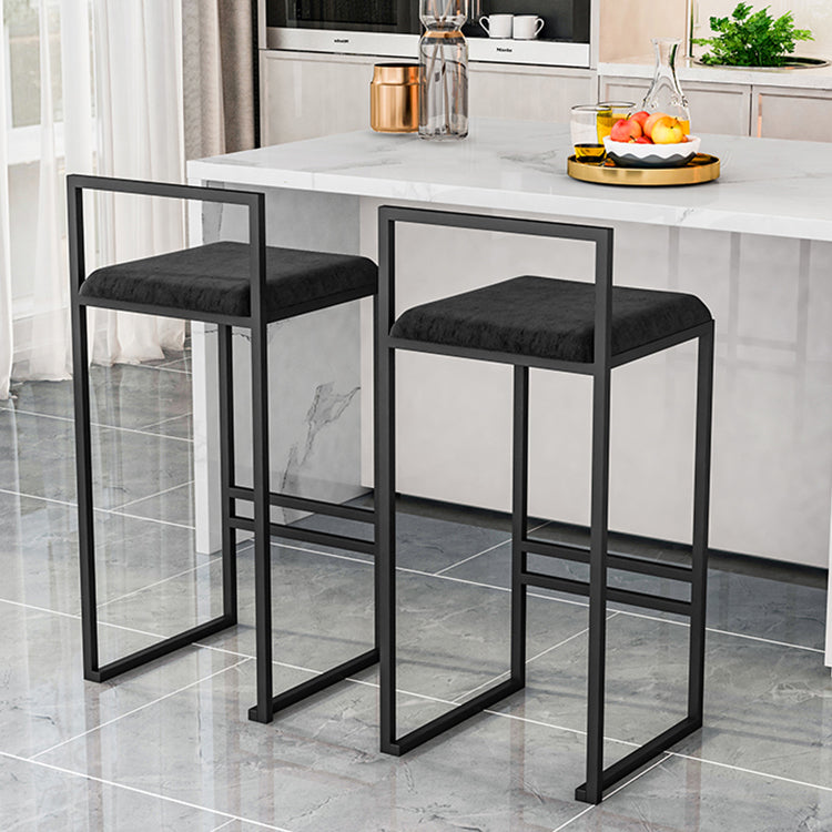 Modern Backrest Armless Counter Stool Iron Kitchen Bar Stool with Velvet Cushion and Pedal Clearhalo 'Bar Furniture' 'Bar Stools' 'bar_stools' 'furn' 'furn_bar_stools' 'Furniture' 'furniture_bar_stools' 'Kitchen & Dining Furniture' 5052362