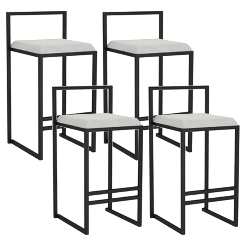 Modern Backrest Armless Counter Stool Iron Kitchen Bar Stool with Velvet Cushion and Pedal White 4 Piece Set Clearhalo 'Bar Furniture' 'Bar Stools' 'bar_stools' 'furn' 'furn_bar_stools' 'Furniture' 'furniture_bar_stools' 'Kitchen & Dining Furniture' 5052363