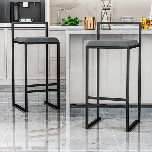 Modern Backrest Armless Counter Stool Iron Kitchen Bar Stool with Velvet Cushion and Pedal Clearhalo 'Bar Furniture' 'Bar Stools' 'bar_stools' 'furn' 'furn_bar_stools' 'Furniture' 'furniture_bar_stools' 'Kitchen & Dining Furniture' 5052364