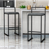 Modern Backrest Armless Counter Stool Iron Kitchen Bar Stool with Velvet Cushion and Pedal Clearhalo 'Bar Furniture' 'Bar Stools' 'bar_stools' 'furn' 'furn_bar_stools' 'Furniture' 'furniture_bar_stools' 'Kitchen & Dining Furniture' 5052364