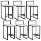 Modern Backrest Armless Counter Stool Iron Kitchen Bar Stool with Velvet Cushion and Pedal White 6 Piece Set Clearhalo 'Bar Furniture' 'Bar Stools' 'bar_stools' 'furn' 'furn_bar_stools' 'Furniture' 'furniture_bar_stools' 'Kitchen & Dining Furniture' 5052365