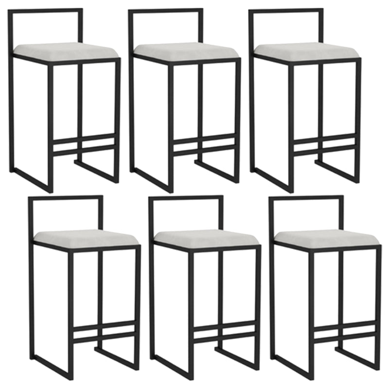 Modern Backrest Armless Counter Stool Iron Kitchen Bar Stool with Velvet Cushion and Pedal White 6 Piece Set Clearhalo 'Bar Furniture' 'Bar Stools' 'bar_stools' 'furn' 'furn_bar_stools' 'Furniture' 'furniture_bar_stools' 'Kitchen & Dining Furniture' 5052365