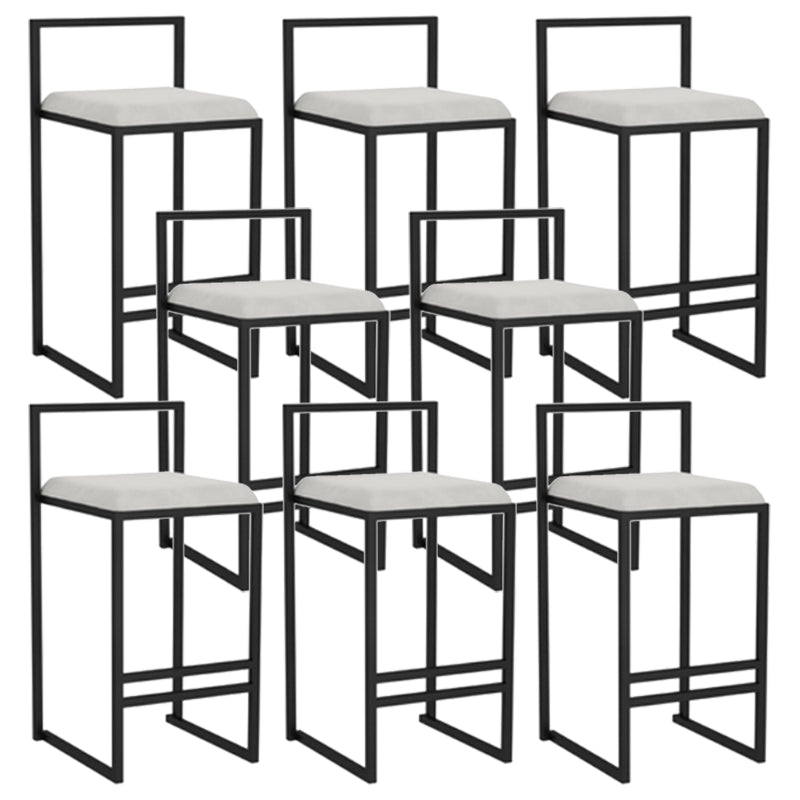 Modern Backrest Armless Counter Stool Iron Kitchen Bar Stool with Velvet Cushion and Pedal White 8 Piece Set Clearhalo 'Bar Furniture' 'Bar Stools' 'bar_stools' 'furn' 'furn_bar_stools' 'Furniture' 'furniture_bar_stools' 'Kitchen & Dining Furniture' 5052366