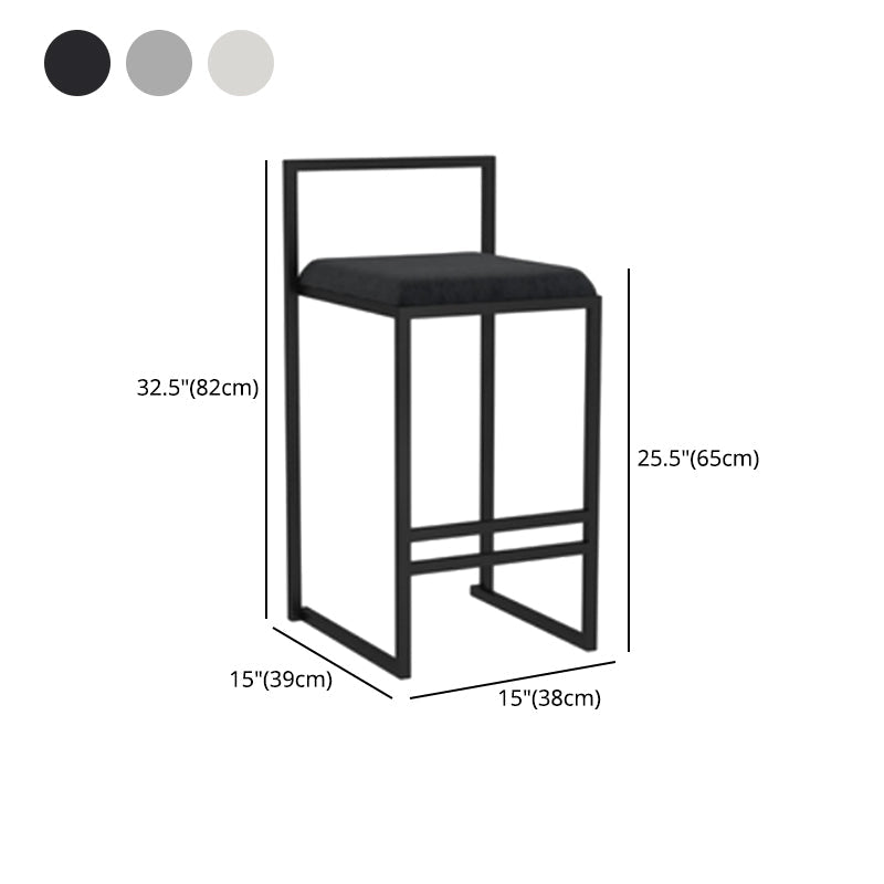 Modern Backrest Armless Counter Stool Iron Kitchen Bar Stool with Velvet Cushion and Pedal Clearhalo 'Bar Furniture' 'Bar Stools' 'bar_stools' 'furn' 'furn_bar_stools' 'Furniture' 'furniture_bar_stools' 'Kitchen & Dining Furniture' 5052369