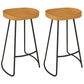 Modern Armless Counter Stool Iron Dessert Shop Bar Stool with Wooden Seat and Pedal Natural 2 Piece Set Clearhalo 'Bar Furniture' 'Bar Stools' 'bar_stools' 'furn' 'furn_bar_stools' 'Furniture' 'furniture_bar_stools' 'Kitchen & Dining Furniture' 5052414