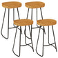 Modern Armless Counter Stool Iron Dessert Shop Bar Stool with Wooden Seat and Pedal Natural 4 Piece Set Clearhalo 'Bar Furniture' 'Bar Stools' 'bar_stools' 'furn' 'furn_bar_stools' 'Furniture' 'furniture_bar_stools' 'Kitchen & Dining Furniture' 5052415