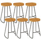 Modern Armless Counter Stool Iron Dessert Shop Bar Stool with Wooden Seat and Pedal Natural 6 Piece Set Clearhalo 'Bar Furniture' 'Bar Stools' 'bar_stools' 'furn' 'furn_bar_stools' 'Furniture' 'furniture_bar_stools' 'Kitchen & Dining Furniture' 5052417