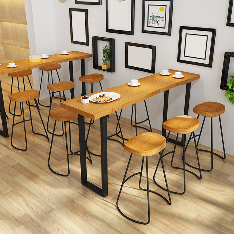 Modern Armless Counter Stool Iron Dessert Shop Bar Stool with Wooden Seat and Pedal Clearhalo 'Bar Furniture' 'Bar Stools' 'bar_stools' 'furn' 'furn_bar_stools' 'Furniture' 'furniture_bar_stools' 'Kitchen & Dining Furniture' 5052418