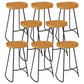 Modern Armless Counter Stool Iron Dessert Shop Bar Stool with Wooden Seat and Pedal Natural 8 Piece Set Clearhalo 'Bar Furniture' 'Bar Stools' 'bar_stools' 'furn' 'furn_bar_stools' 'Furniture' 'furniture_bar_stools' 'Kitchen & Dining Furniture' 5052419