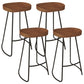 Modern Armless Counter Stool Iron Dessert Shop Bar Stool with Wooden Seat and Pedal Walnut 4 Piece Set Clearhalo 'Bar Furniture' 'Bar Stools' 'bar_stools' 'furn' 'furn_bar_stools' 'Furniture' 'furniture_bar_stools' 'Kitchen & Dining Furniture' 5052423