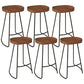 Modern Armless Counter Stool Iron Dessert Shop Bar Stool with Wooden Seat and Pedal Walnut 6 Piece Set Clearhalo 'Bar Furniture' 'Bar Stools' 'bar_stools' 'furn' 'furn_bar_stools' 'Furniture' 'furniture_bar_stools' 'Kitchen & Dining Furniture' 5052424