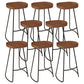 Modern Armless Counter Stool Iron Dessert Shop Bar Stool with Wooden Seat and Pedal Walnut 8 Piece Set Clearhalo 'Bar Furniture' 'Bar Stools' 'bar_stools' 'furn' 'furn_bar_stools' 'Furniture' 'furniture_bar_stools' 'Kitchen & Dining Furniture' 5052425