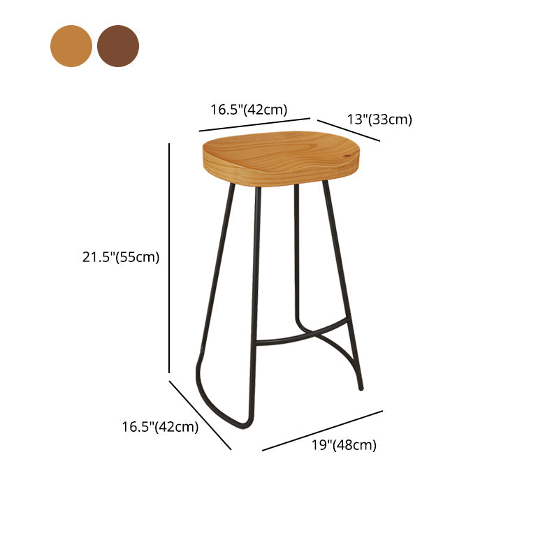 Modern Armless Counter Stool Iron Dessert Shop Bar Stool with Wooden Seat and Pedal Clearhalo 'Bar Furniture' 'Bar Stools' 'bar_stools' 'furn' 'furn_bar_stools' 'Furniture' 'furniture_bar_stools' 'Kitchen & Dining Furniture' 5052427