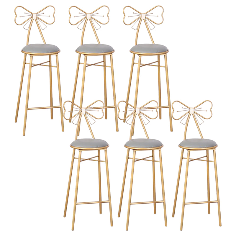 Nordic Armless Backrest Counter Stool Iron Cafe Bar Stool with Leather Cushion and Pedal Gray 6 Piece Set Clearhalo 'Bar Furniture' 'Bar Stools' 'bar_stools' 'furn' 'furn_bar_stools' 'Furniture' 'furniture_bar_stools' 'Kitchen & Dining Furniture' 5052435