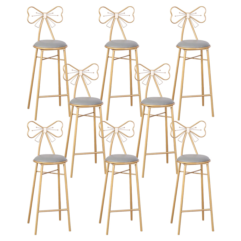 Nordic Armless Backrest Counter Stool Iron Cafe Bar Stool with Leather Cushion and Pedal Gray 8 Piece Set Clearhalo 'Bar Furniture' 'Bar Stools' 'bar_stools' 'furn' 'furn_bar_stools' 'Furniture' 'furniture_bar_stools' 'Kitchen & Dining Furniture' 5052437