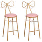 Nordic Armless Backrest Counter Stool Iron Cafe Bar Stool with Leather Cushion and Pedal Pink 2 Piece Set Clearhalo 'Bar Furniture' 'Bar Stools' 'bar_stools' 'furn' 'furn_bar_stools' 'Furniture' 'furniture_bar_stools' 'Kitchen & Dining Furniture' 5052440
