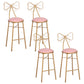 Nordic Armless Backrest Counter Stool Iron Cafe Bar Stool with Leather Cushion and Pedal Pink 4 Piece Set Clearhalo 'Bar Furniture' 'Bar Stools' 'bar_stools' 'furn' 'furn_bar_stools' 'Furniture' 'furniture_bar_stools' 'Kitchen & Dining Furniture' 5052442