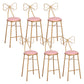 Nordic Armless Backrest Counter Stool Iron Cafe Bar Stool with Leather Cushion and Pedal Pink 6 Piece Set Clearhalo 'Bar Furniture' 'Bar Stools' 'bar_stools' 'furn' 'furn_bar_stools' 'Furniture' 'furniture_bar_stools' 'Kitchen & Dining Furniture' 5052443