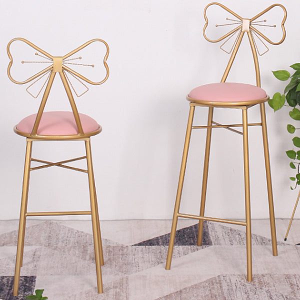 Nordic Armless Backrest Counter Stool Iron Cafe Bar Stool with Leather Cushion and Pedal Clearhalo 'Bar Furniture' 'Bar Stools' 'bar_stools' 'furn' 'furn_bar_stools' 'Furniture' 'furniture_bar_stools' 'Kitchen & Dining Furniture' 5052445