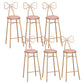 Nordic Armless Backrest Counter Stool Iron Cafe Bar Stool with Leather Cushion and Pedal Pink 6 Piece Set Bar Stool(30"H) Clearhalo 'Bar Furniture' 'Bar Stools' 'bar_stools' 'furn' 'furn_bar_stools' 'Furniture' 'furniture_bar_stools' 'Kitchen & Dining Furniture' 5052452