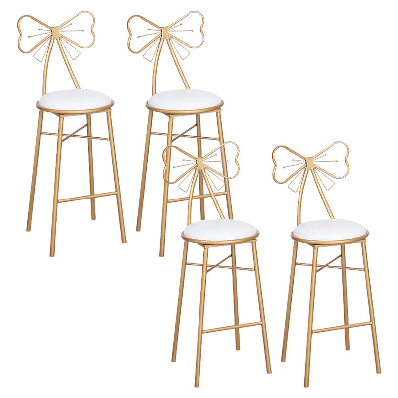 Nordic Armless Backrest Counter Stool Iron Cafe Bar Stool with Leather Cushion and Pedal White 4 Piece Set Clearhalo 'Bar Furniture' 'Bar Stools' 'bar_stools' 'furn' 'furn_bar_stools' 'Furniture' 'furniture_bar_stools' 'Kitchen & Dining Furniture' 5052455