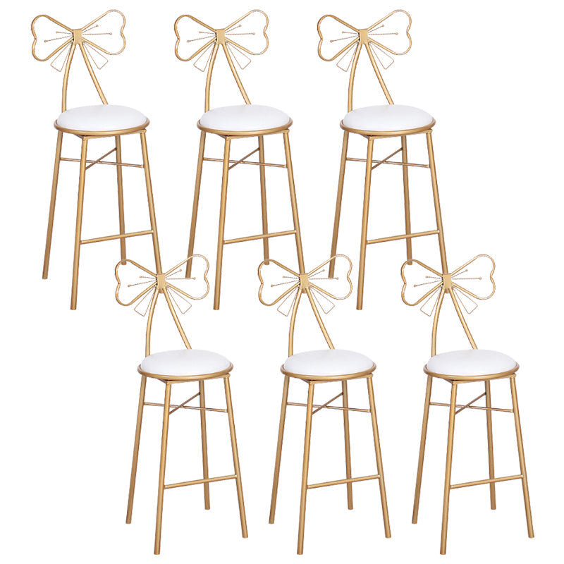 Nordic Armless Backrest Counter Stool Iron Cafe Bar Stool with Leather Cushion and Pedal White 6 Piece Set Clearhalo 'Bar Furniture' 'Bar Stools' 'bar_stools' 'furn' 'furn_bar_stools' 'Furniture' 'furniture_bar_stools' 'Kitchen & Dining Furniture' 5052456