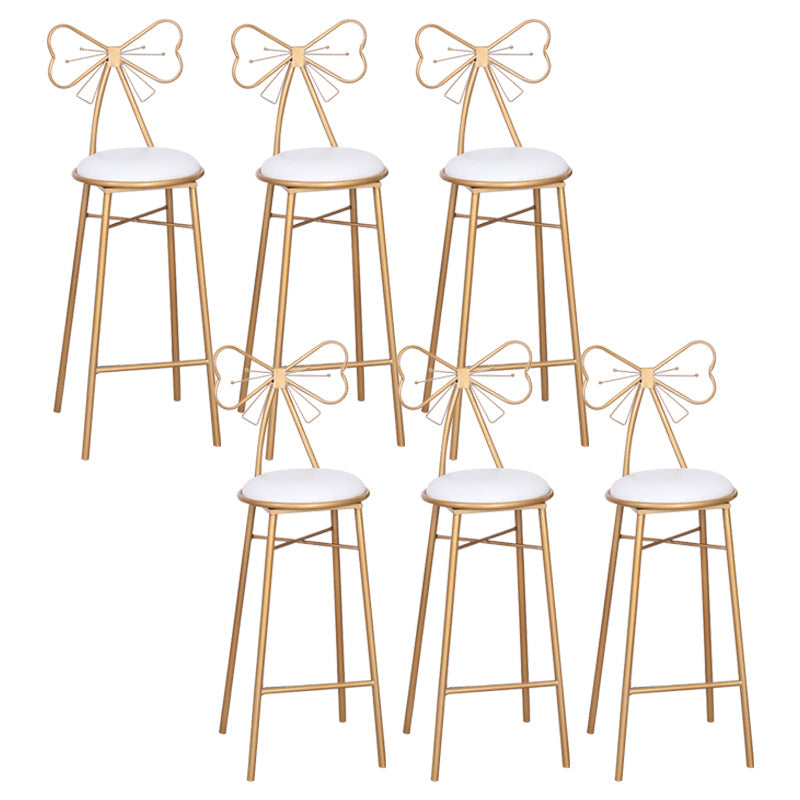 Nordic Armless Backrest Counter Stool Iron Cafe Bar Stool with Leather Cushion and Pedal White 6 Piece Set Bar Stool(30"H) Clearhalo 'Bar Furniture' 'Bar Stools' 'bar_stools' 'furn' 'furn_bar_stools' 'Furniture' 'furniture_bar_stools' 'Kitchen & Dining Furniture' 5052460
