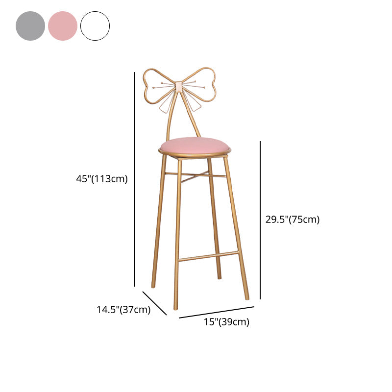 Nordic Armless Backrest Counter Stool Iron Cafe Bar Stool with Leather Cushion and Pedal Clearhalo 'Bar Furniture' 'Bar Stools' 'bar_stools' 'furn' 'furn_bar_stools' 'Furniture' 'furniture_bar_stools' 'Kitchen & Dining Furniture' 5052464