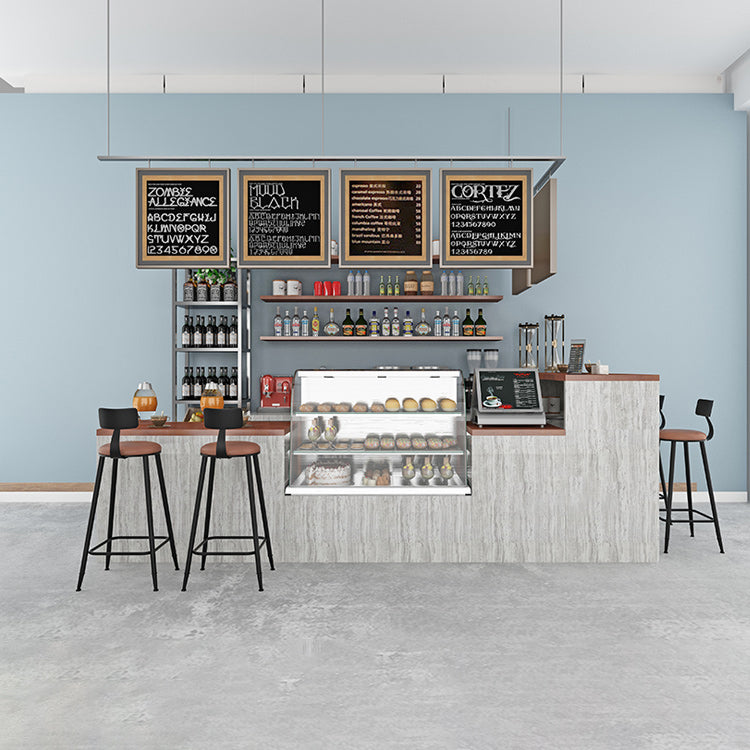 Industrial Armless Counter Stool Steel Cafe Bar Stool with Leather Cushion and Pedal Clearhalo 'Bar Furniture' 'Bar Stools' 'bar_stools' 'furn' 'furn_bar_stools' 'Furniture' 'furniture_bar_stools' 'Kitchen & Dining Furniture' 5052468