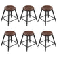 Industrial Armless Counter Stool Steel Cafe Bar Stool with Leather Cushion and Pedal Backless 6 Piece Set Short Stool(18"H) Clearhalo 'Bar Furniture' 'Bar Stools' 'bar_stools' 'furn' 'furn_bar_stools' 'Furniture' 'furniture_bar_stools' 'Kitchen & Dining Furniture' 5052470