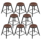 Industrial Armless Counter Stool Steel Cafe Bar Stool with Leather Cushion and Pedal Backless 8 Piece Set Short Stool(18"H) Clearhalo 'Bar Furniture' 'Bar Stools' 'bar_stools' 'furn' 'furn_bar_stools' 'Furniture' 'furniture_bar_stools' 'Kitchen & Dining Furniture' 5052471