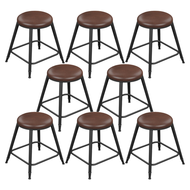 Industrial Armless Counter Stool Steel Cafe Bar Stool with Leather Cushion and Pedal Backless 8 Piece Set Short Stool(18"H) Clearhalo 'Bar Furniture' 'Bar Stools' 'bar_stools' 'furn' 'furn_bar_stools' 'Furniture' 'furniture_bar_stools' 'Kitchen & Dining Furniture' 5052471