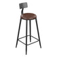 Industrial Armless Counter Stool Steel Cafe Bar Stool with Leather Cushion and Pedal Clearhalo 'Bar Furniture' 'Bar Stools' 'bar_stools' 'furn' 'furn_bar_stools' 'Furniture' 'furniture_bar_stools' 'Kitchen & Dining Furniture' 5052473