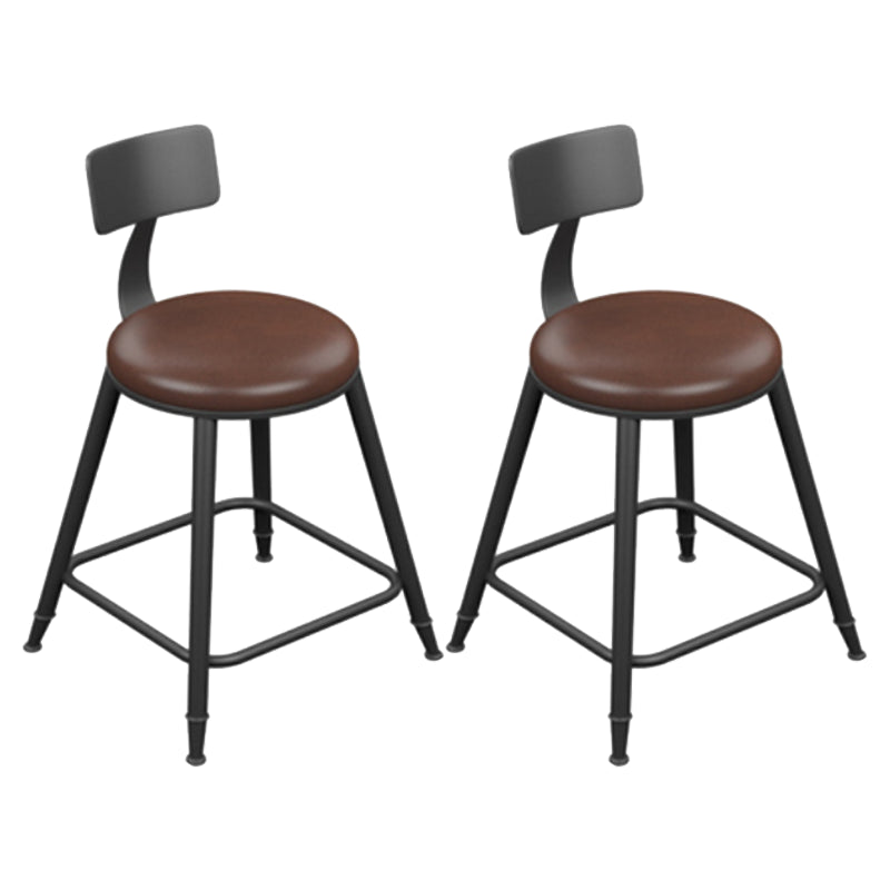 Industrial Armless Counter Stool Steel Cafe Bar Stool with Leather Cushion and Pedal With Back 2 Piece Set Short Stool(18"H) Clearhalo 'Bar Furniture' 'Bar Stools' 'bar_stools' 'furn' 'furn_bar_stools' 'Furniture' 'furniture_bar_stools' 'Kitchen & Dining Furniture' 5052474
