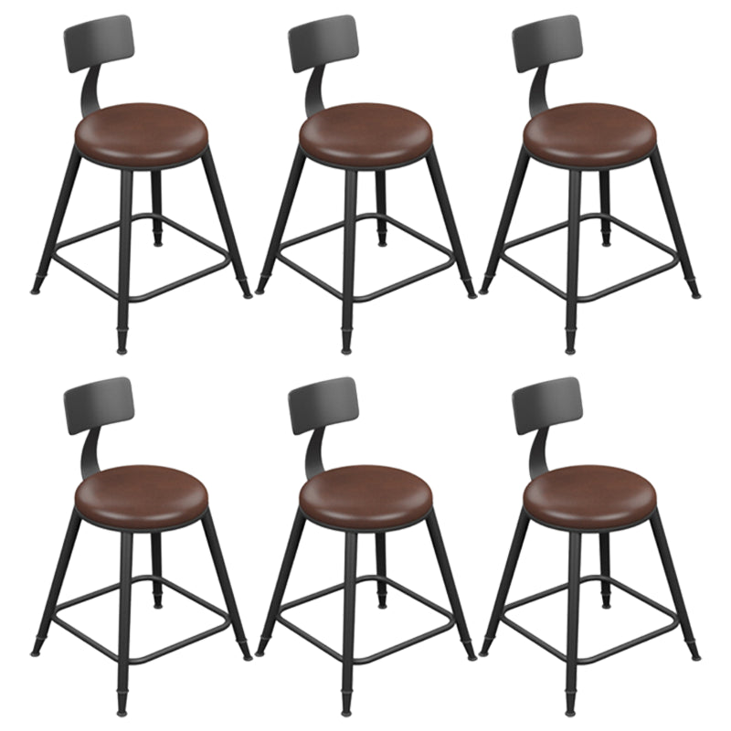 Industrial Armless Counter Stool Steel Cafe Bar Stool with Leather Cushion and Pedal With Back 6 Piece Set Short Stool(18"H) Clearhalo 'Bar Furniture' 'Bar Stools' 'bar_stools' 'furn' 'furn_bar_stools' 'Furniture' 'furniture_bar_stools' 'Kitchen & Dining Furniture' 5052476
