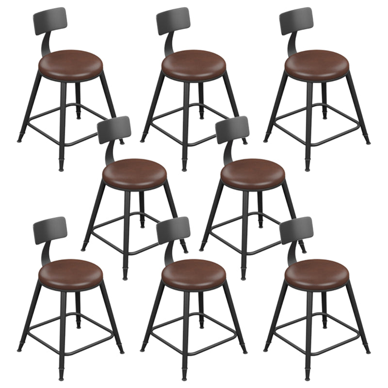 Industrial Armless Counter Stool Steel Cafe Bar Stool with Leather Cushion and Pedal With Back 8 Piece Set Short Stool(18"H) Clearhalo 'Bar Furniture' 'Bar Stools' 'bar_stools' 'furn' 'furn_bar_stools' 'Furniture' 'furniture_bar_stools' 'Kitchen & Dining Furniture' 5052477