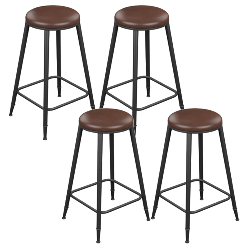 Industrial Armless Counter Stool Steel Cafe Bar Stool with Leather Cushion and Pedal Backless 4 Piece Set Counter Stool(26"H) Clearhalo 'Bar Furniture' 'Bar Stools' 'bar_stools' 'furn' 'furn_bar_stools' 'Furniture' 'furniture_bar_stools' 'Kitchen & Dining Furniture' 5052479