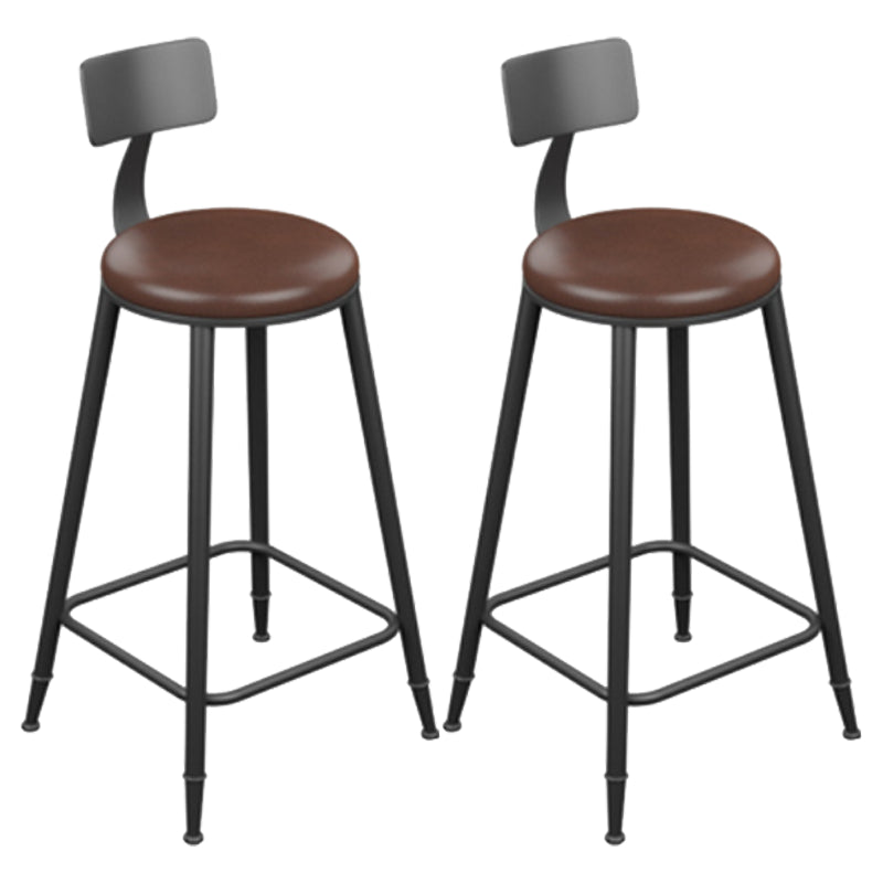 Industrial Armless Counter Stool Steel Cafe Bar Stool with Leather Cushion and Pedal With Back 2 Piece Set Counter Stool(26"H) Clearhalo 'Bar Furniture' 'Bar Stools' 'bar_stools' 'furn' 'furn_bar_stools' 'Furniture' 'furniture_bar_stools' 'Kitchen & Dining Furniture' 5052482