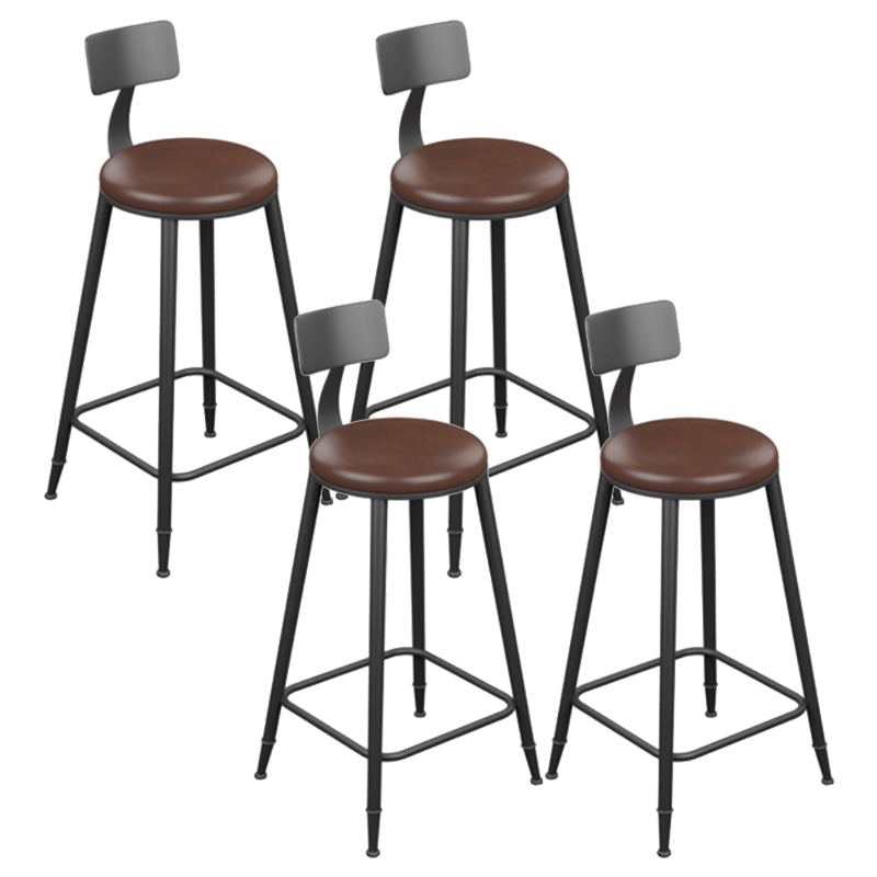 Industrial Armless Counter Stool Steel Cafe Bar Stool with Leather Cushion and Pedal With Back 4 Piece Set Counter Stool(26"H) Clearhalo 'Bar Furniture' 'Bar Stools' 'bar_stools' 'furn' 'furn_bar_stools' 'Furniture' 'furniture_bar_stools' 'Kitchen & Dining Furniture' 5052483
