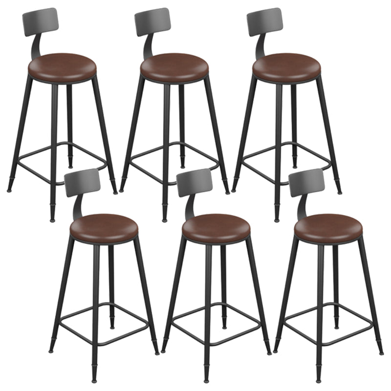 Industrial Armless Counter Stool Steel Cafe Bar Stool with Leather Cushion and Pedal With Back 6 Piece Set Counter Stool(26"H) Clearhalo 'Bar Furniture' 'Bar Stools' 'bar_stools' 'furn' 'furn_bar_stools' 'Furniture' 'furniture_bar_stools' 'Kitchen & Dining Furniture' 5052484