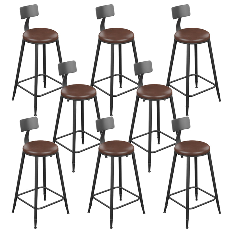 Industrial Armless Counter Stool Steel Cafe Bar Stool with Leather Cushion and Pedal With Back 8 Piece Set Counter Stool(26"H) Clearhalo 'Bar Furniture' 'Bar Stools' 'bar_stools' 'furn' 'furn_bar_stools' 'Furniture' 'furniture_bar_stools' 'Kitchen & Dining Furniture' 5052485