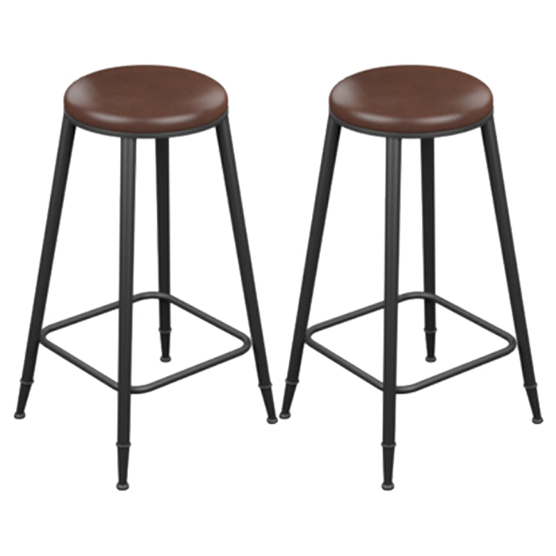 Industrial Armless Counter Stool Steel Cafe Bar Stool with Leather Cushion and Pedal Backless 2 Piece Set Bar Stool(30"H) Clearhalo 'Bar Furniture' 'Bar Stools' 'bar_stools' 'furn' 'furn_bar_stools' 'Furniture' 'furniture_bar_stools' 'Kitchen & Dining Furniture' 5052486