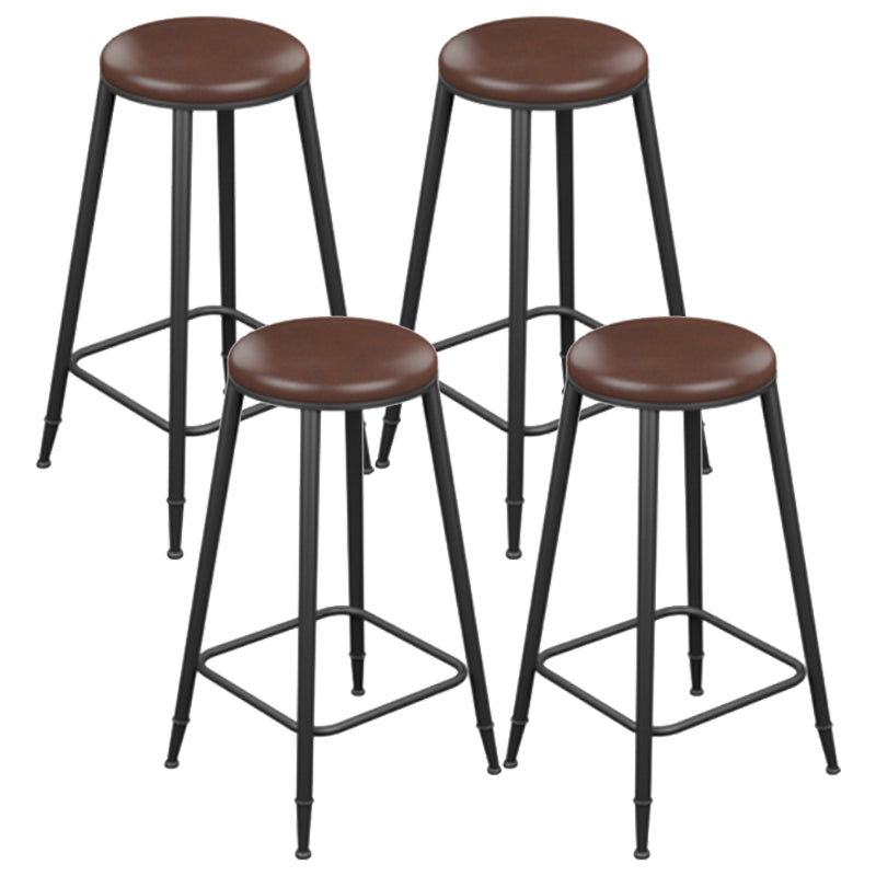 Industrial Armless Counter Stool Steel Cafe Bar Stool with Leather Cushion and Pedal Backless 4 Piece Set Bar Stool(30"H) Clearhalo 'Bar Furniture' 'Bar Stools' 'bar_stools' 'furn' 'furn_bar_stools' 'Furniture' 'furniture_bar_stools' 'Kitchen & Dining Furniture' 5052487