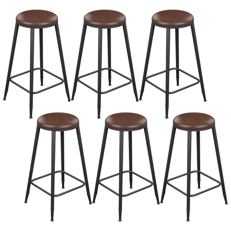 Industrial Armless Counter Stool Steel Cafe Bar Stool with Leather Cushion and Pedal Backless 6 Piece Set Bar Stool(30"H) Clearhalo 'Bar Furniture' 'Bar Stools' 'bar_stools' 'furn' 'furn_bar_stools' 'Furniture' 'furniture_bar_stools' 'Kitchen & Dining Furniture' 5052488
