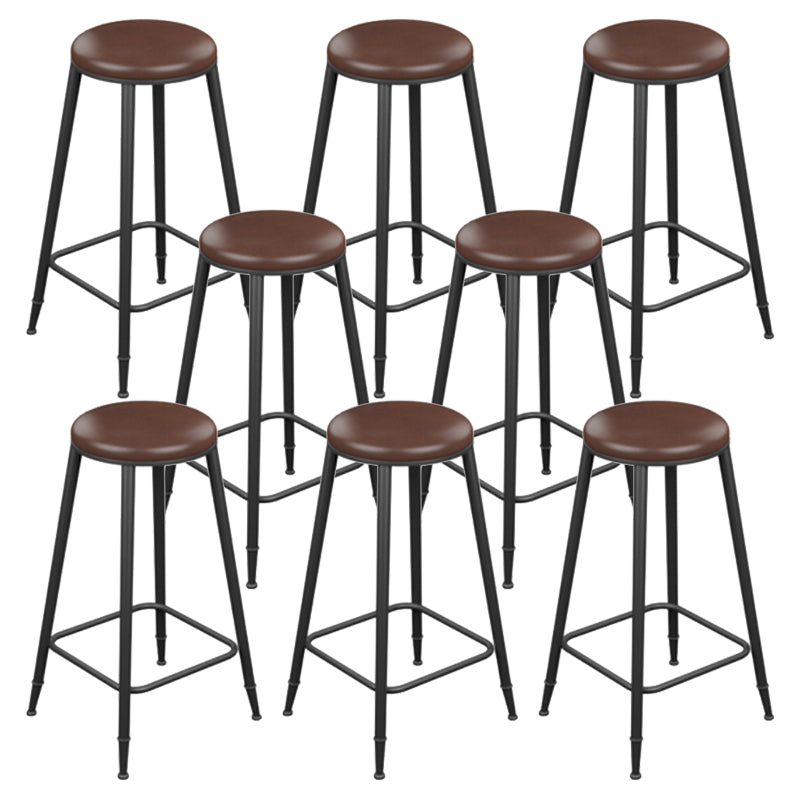 Industrial Armless Counter Stool Steel Cafe Bar Stool with Leather Cushion and Pedal Backless 8 Piece Set Bar Stool(30"H) Clearhalo 'Bar Furniture' 'Bar Stools' 'bar_stools' 'furn' 'furn_bar_stools' 'Furniture' 'furniture_bar_stools' 'Kitchen & Dining Furniture' 5052489