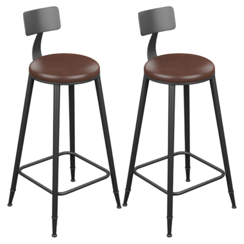 Industrial Armless Counter Stool Steel Cafe Bar Stool with Leather Cushion and Pedal With Back 2 Piece Set Bar Stool(30"H) Clearhalo 'Bar Furniture' 'Bar Stools' 'bar_stools' 'furn' 'furn_bar_stools' 'Furniture' 'furniture_bar_stools' 'Kitchen & Dining Furniture' 5052490
