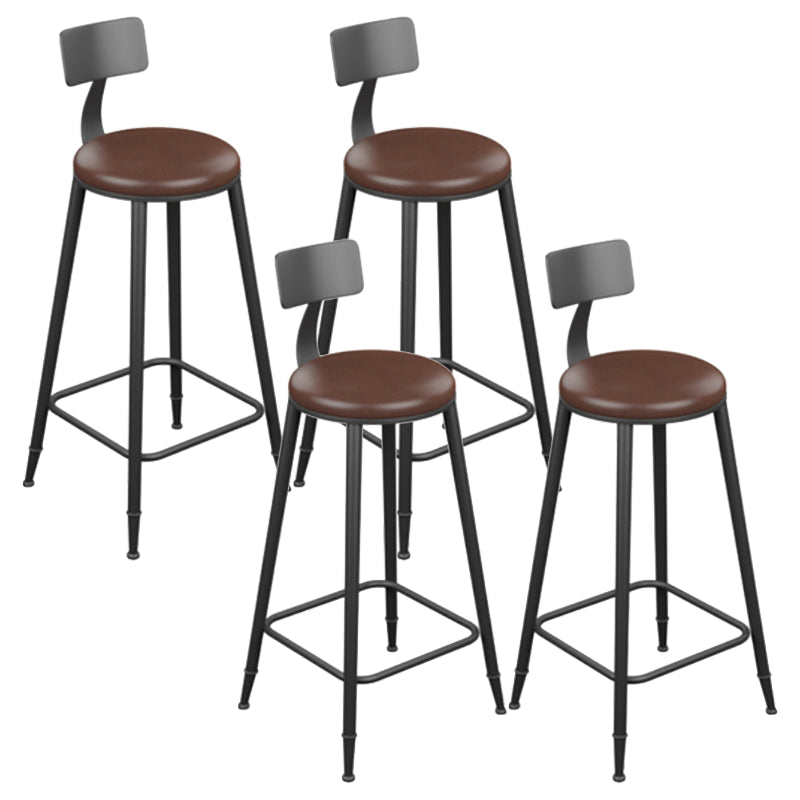 Industrial Armless Counter Stool Steel Cafe Bar Stool with Leather Cushion and Pedal With Back 4 Piece Set Bar Stool(30"H) Clearhalo 'Bar Furniture' 'Bar Stools' 'bar_stools' 'furn' 'furn_bar_stools' 'Furniture' 'furniture_bar_stools' 'Kitchen & Dining Furniture' 5052491