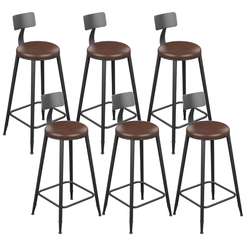 Industrial Armless Counter Stool Steel Cafe Bar Stool with Leather Cushion and Pedal With Back 6 Piece Set Bar Stool(30"H) Clearhalo 'Bar Furniture' 'Bar Stools' 'bar_stools' 'furn' 'furn_bar_stools' 'Furniture' 'furniture_bar_stools' 'Kitchen & Dining Furniture' 5052492